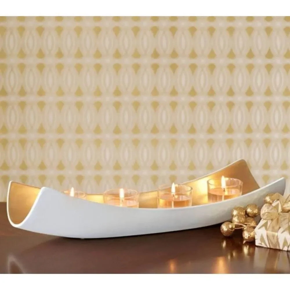 🩵NIB PartyLite White & Gold Embrace Centerpiece Candle Holder - Picture 1 of 12